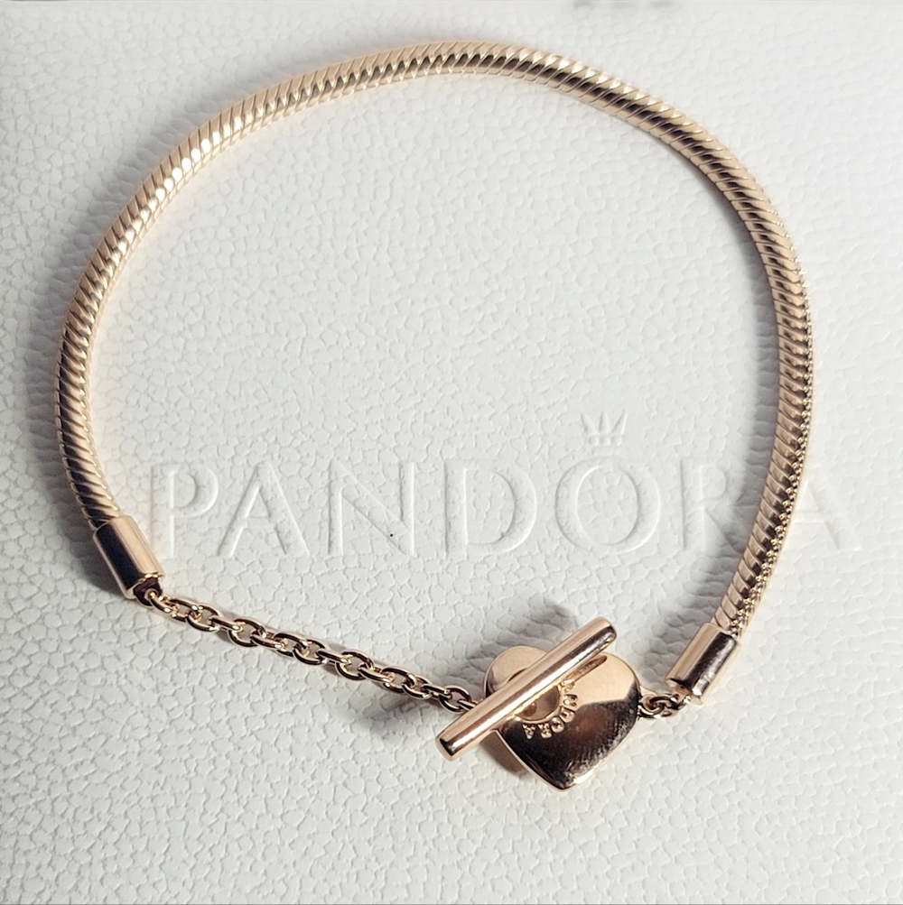 Pandora Moments Heart T-Bar Snake Chain Bracelet